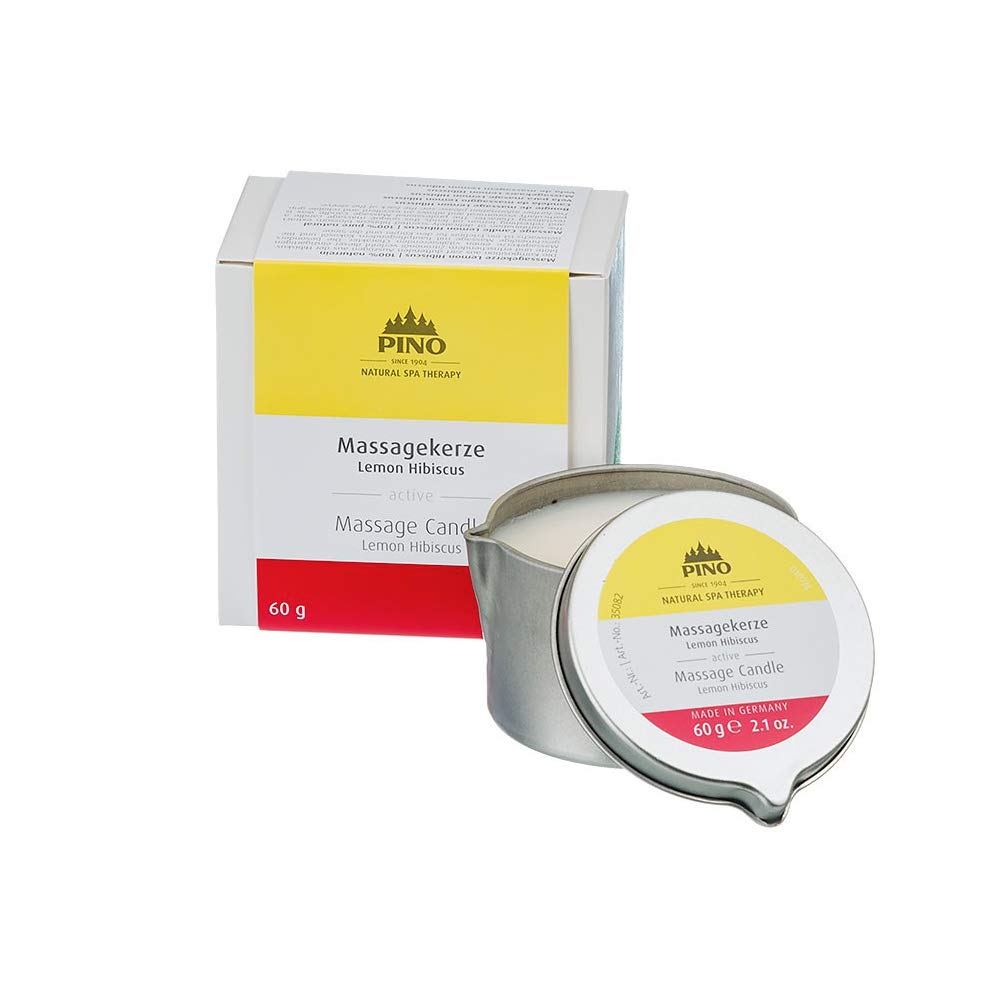 PINO Natural Spa Therapy Scented Massage Candle, Lemon Hibiscus, 2.1 oz