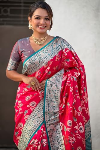 Image of SGF11- Women's Kanjivaram Woven Soft Silk Saree With Blouse Piece