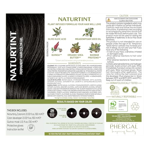 Image of Naturtint 2N Brown Black Permanent Hair Color (Pack of 6), Ammonia Free, Vegan, Cruelty Free, up to 100% Gray Coverage, Long Lasting Results (Packaging may vary)