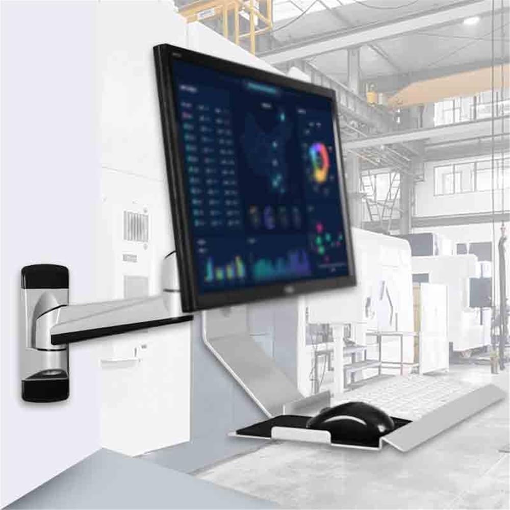 Braccio per monitor a gas nero supporto girevole testa pieghevole con vassoio regolare adatto per schermi da 15 a 27 pollici supporto da scrivania
