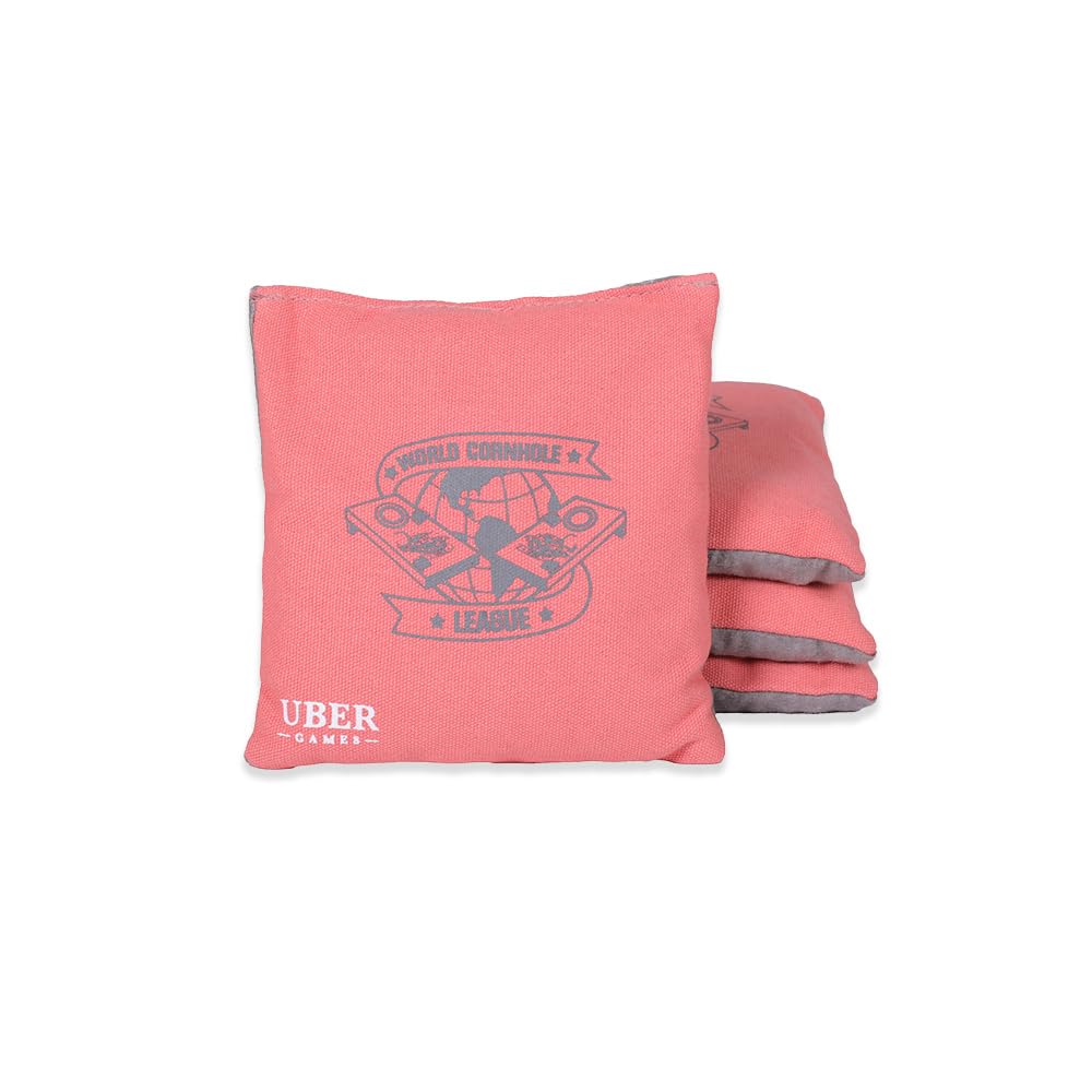 Uber Games - World Cornhole League – 8 sacs professionnels Cornhole – 4 x Sky& 4 x Coral – Dimensions officielles 15 cm x 15 cm et 450 g (16 oz) – Construction en tissu double face double couture