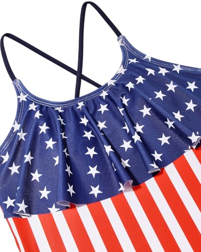 Image of Century Star Girls Flounce Tankini 2 Piece Bathing Suit | Cute swimwear set with a stylish flounce top,Comfortable fit, perfect for girls' summer beach vacations