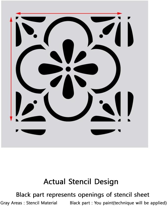 Wall Moroccan Tile Stencil V0067 for DIY Wall Decor Furniture Floor Craft (Large: 12" x 12")