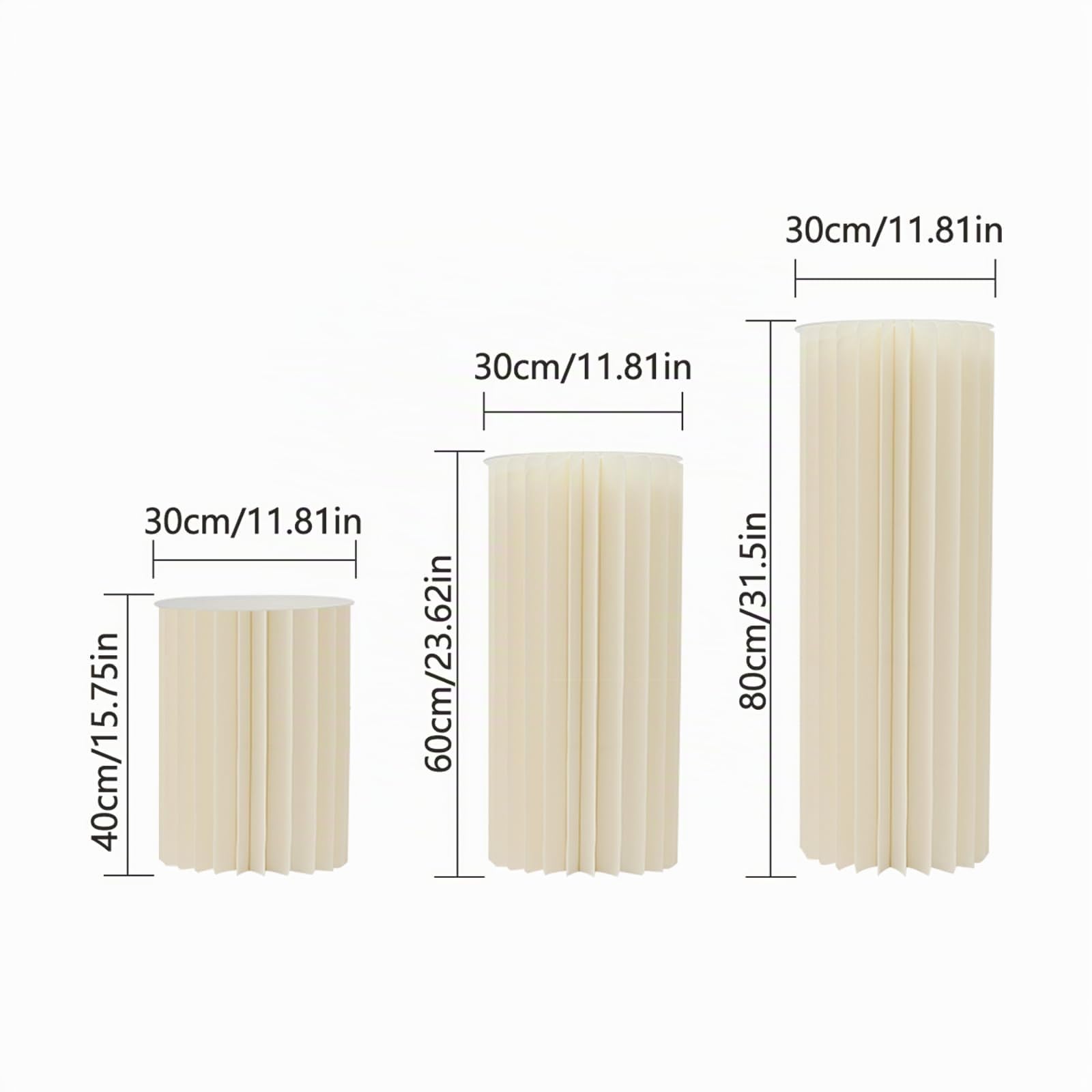 MINRS 3 pezzi di cartone per matrimonio, colonna, vaso pieghevole in cartone, display a colonna con pannelli in PVC, supporto per fiori pieghevole, colonna decorativa per matrimoni, feste, giardino