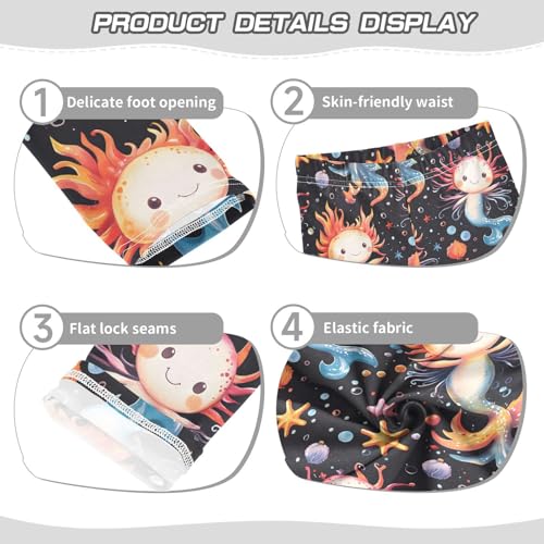 Cartoon Axolotl Girls Leggings Ultra Soft Compression Yoga Gym Pants for Kids 4-10T3