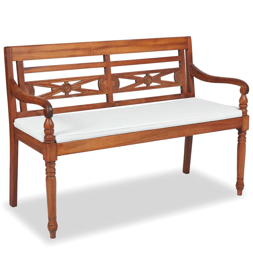 Set di mobili da giardino in teak, 4 pezzi, panca 2 sedie da caffè | Legno massiccio resistente, cuscini rimovibili spessi, finitura a olio, facile da pulire