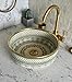 MIRATILE Handmade Ceramic Moroccan Basin Sink, Sink Bowl with Brass Rim Edge, Handwash Countertop Vanity Basin, Farmhouse Bathroom Basin, Hand Painted Wash Basin Sink. (10