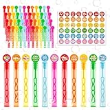 BOFUNX 48 Stück Mini Seifenblasen zur Einschulung Schulanfang Geschenke Einschulung Deko Mädchen Junge mit Schuldesign Aufkleber Miniseifenblasen für Schutag Schultüte Füllung Einschulung Party Deko
