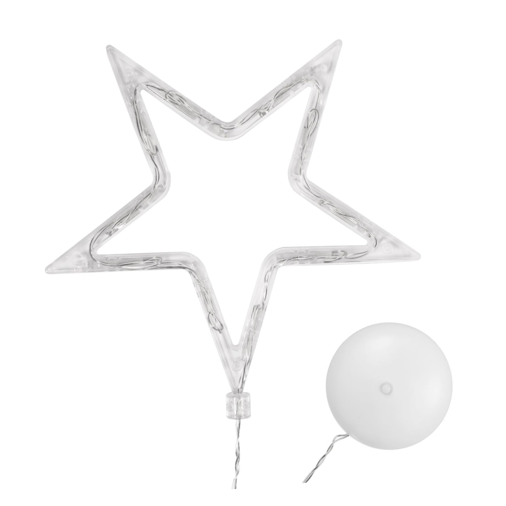 Cabilock 10 Christmas Window Lights LED Star Design with Suction Cup Battery Operated Indoor Decor for Holiday Lighting Pure White Light for Xmas Party and Home Decoration