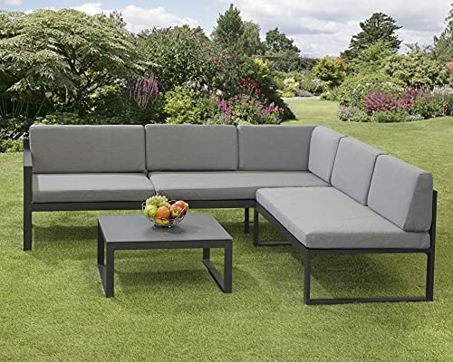Garden Store Direct Sydney Aluminium Large Corner Lounge Set w/Textured Glass Coffee Table. Convertable Into Sunlounger. Ready Assembeled, Unpack & Enjoy! - Image 4