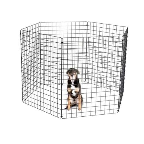Cercado Móvel Pet Grande Dobrável para Cachorros Pequeno e Médio Porte Coelho 80cm Altura Cercadinho Articulado Portátil (PRETO, 6 TELAS)