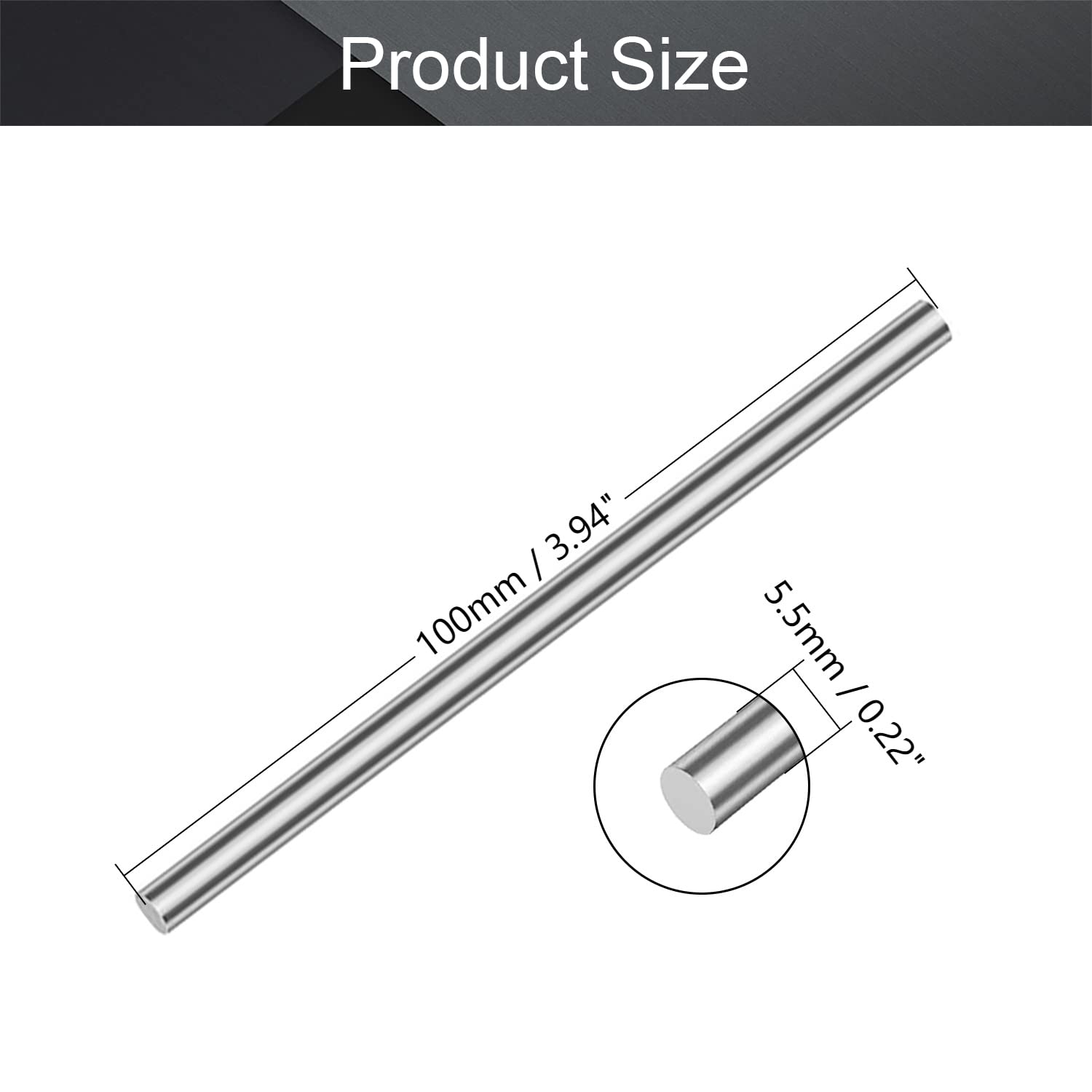 Utoolmart Okrągły pręt stalowy, 5,5 mm HSS narzędzie tokarskie 100 mm długość, do wiertarki wałowej tokarki wytaczanie maszyna toczenie oś miniaturowy, cylindryczne sworzeń DIY narzędzie rzemieślnicze, 5 szt.
