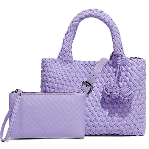 Image of Woven Tote Bag for Women with Coin Purse, Foldable Chain Small Crossbody Handbags, Fashion Shoulder Bag, Hobo Satchel
