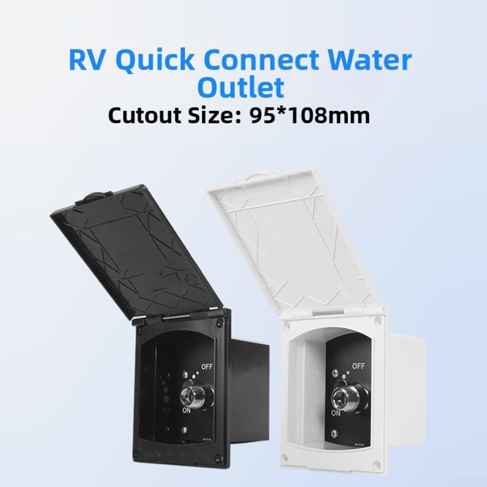 Connettore dell'acqua RV con controllo del flusso regolabile in acciaio inox, adattatore a montaggio rapido per camper per caravan serbatoio pioggia collegamento sistema di scarico (nero)