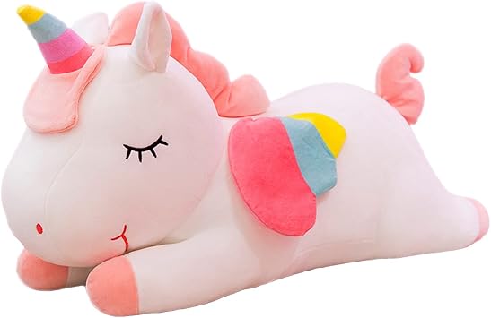 Kekeso Stuffed Unicorn Animal Plush Toys Soft Cuddle Pillow Doll Cartoon Unicorn Plush Gifts for Boys Girls White, 35cm/13.77inch