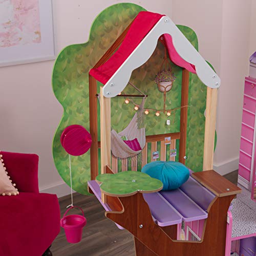 KidKraft 10108 Treehouse Retreat Mansion Puppenhaus aus Holz mit Möbeln und Zubehör für 30 cm große Puppen, Mehrfarbig – Bild 5