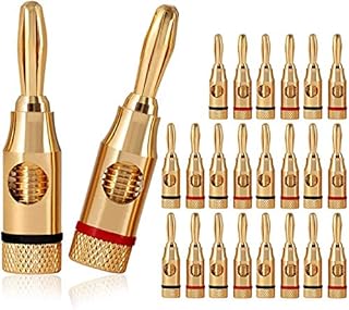 RUNCCI-YUN 24-Pack Speaker Male Banana Plugs, 24K Gold Plated Audio Jack Wire Cable Screw Connectors, for Musical Audio Speaker Wire & Audio/Video Receiver