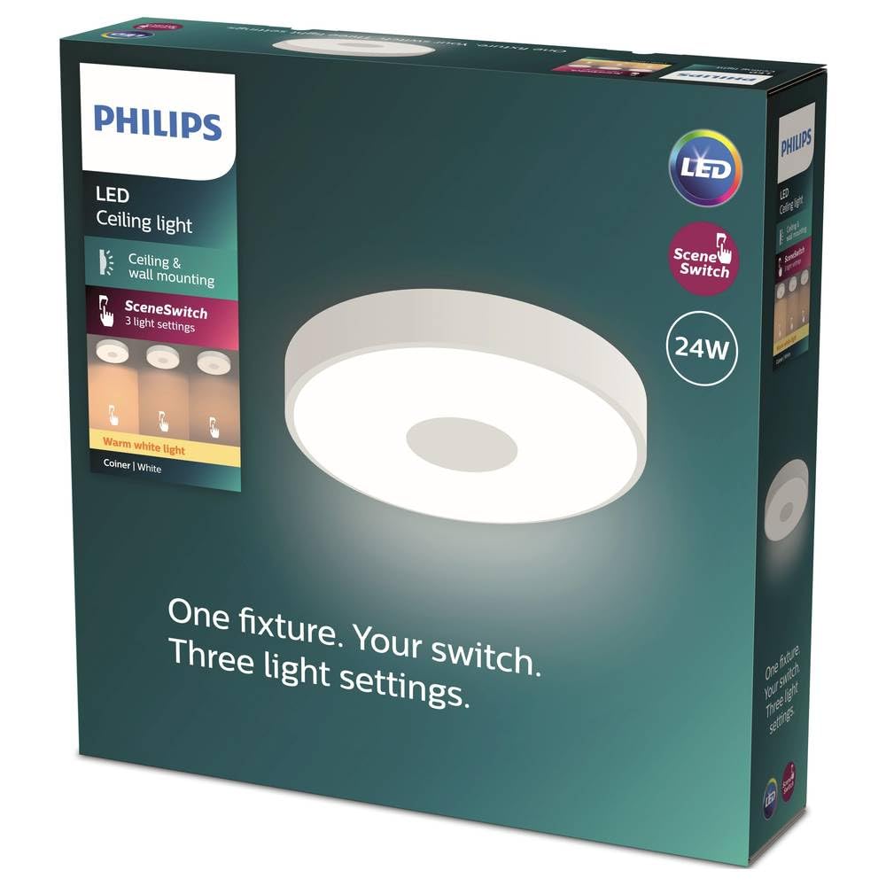 Philips LED, Plafonnier LED Rond Coiner, 2800lm, Blanc