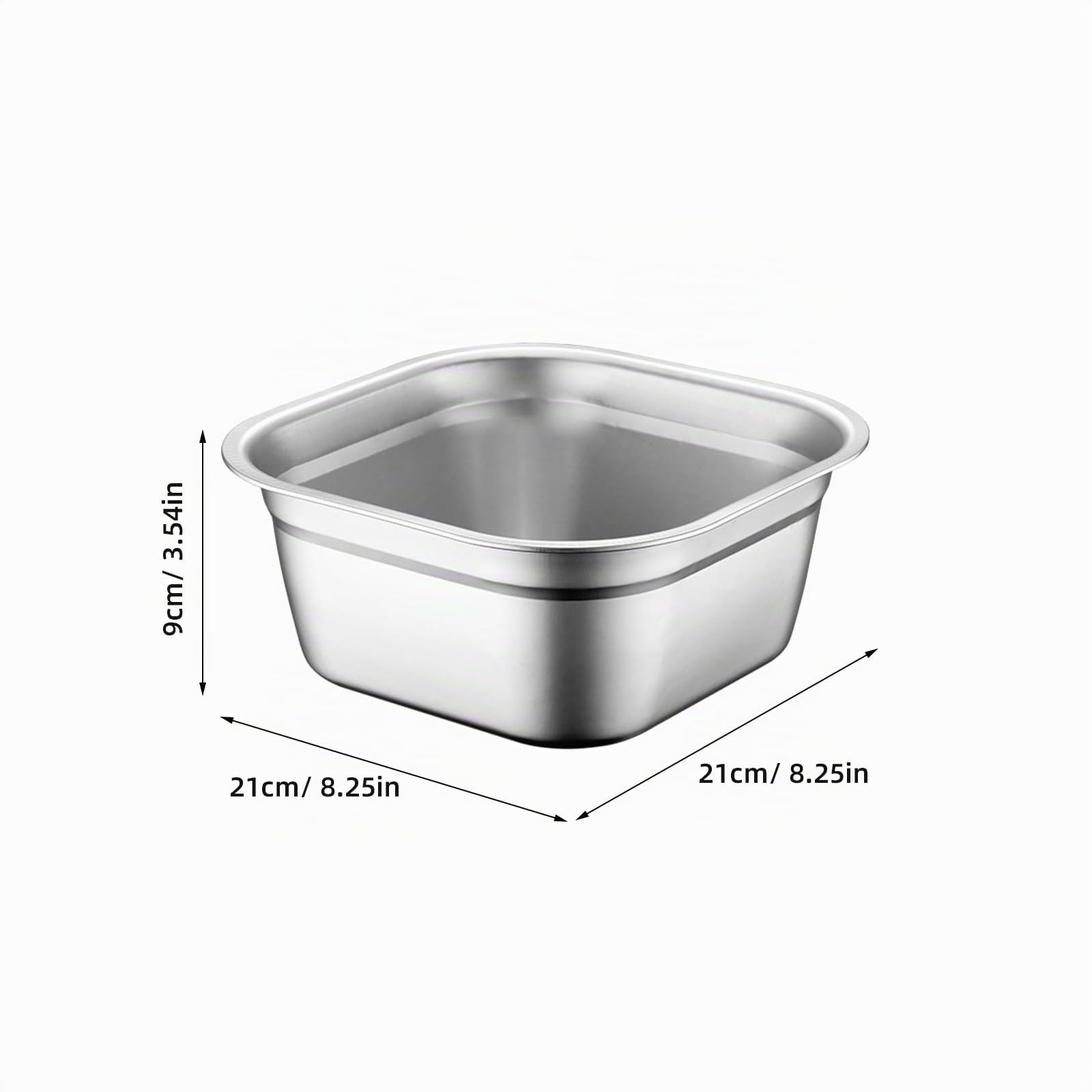 IMIKEYA Bassin Inoxydable Carré Bassine Métallique Pratique Pour Laver Fruits Et Légumes Accessoire De Cuisine Multifonctionnel Capacité Et Empilable
