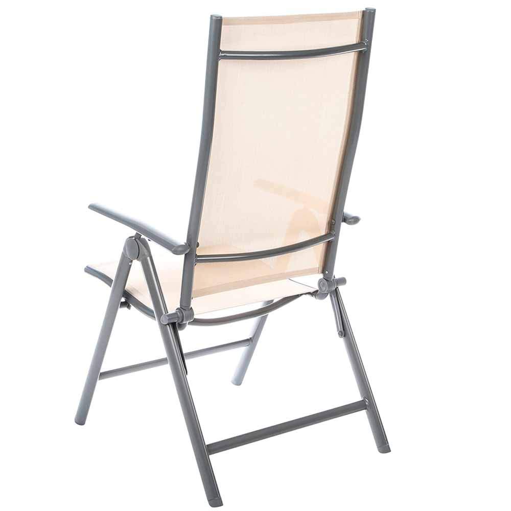 BAKAJI Set 2 Sedie Pieghevoli Struttura in Alluminio Schienale Reclinabile con Braccioli e Rivestimento Texilene per Campeggio Spiaggia Giardino (Beige)