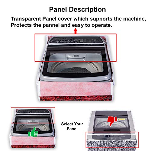 Image of Classic Top Load Washing Machine Cover Suitable For Bosch Back Panel 9 Kg, 9.5 Kg, 10 Kg, 10.5 Kg, 11 Kg (66cmsX63cmsX99cms, Red Flower)