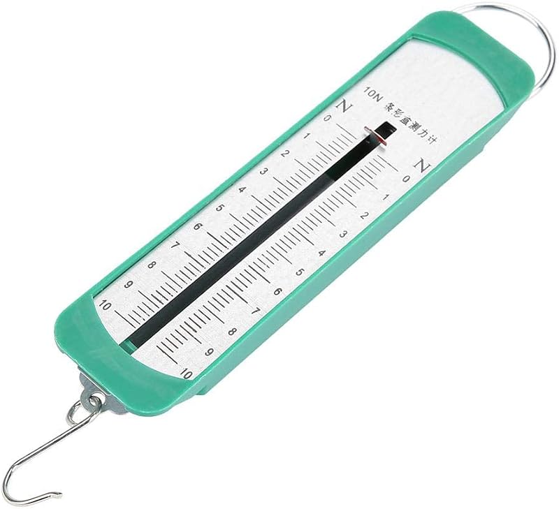 Spring Scale Dynamometer 10N Force Meter with Precision Iron Core and Plastic Housing for Physics Lab Experiments, Fishing Gear Testing, Luggage Weight Measurement