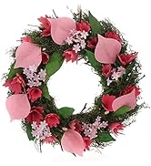 Door wreath spring with flowers made of wood and leaves - decorative table wreath - wreath decoration.