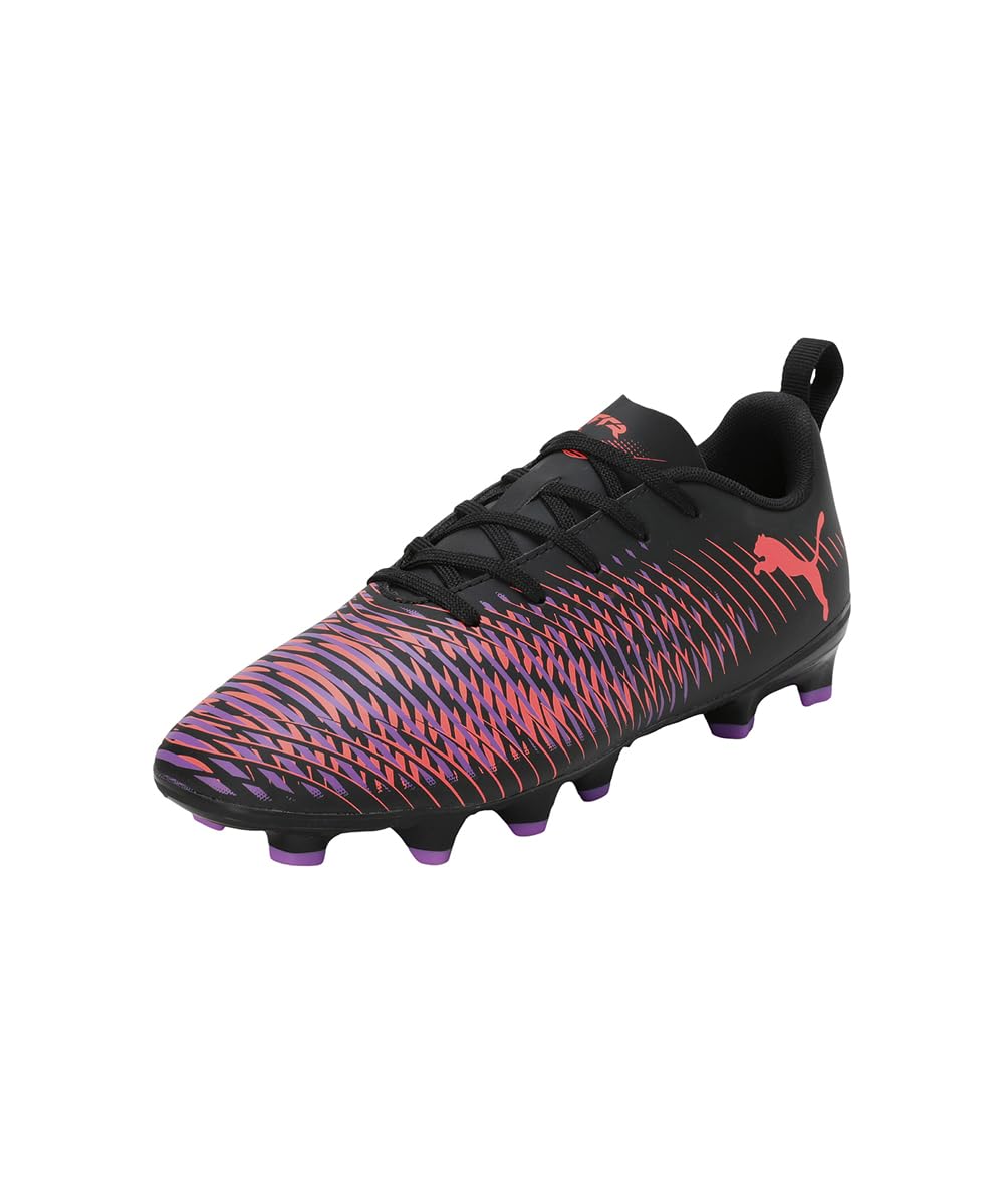 PUMA Unisex Kids Future 8 Play Fg/Ag Jr Soccer Shoe, Puma Black Puma White Glowing Red, 4.5 UK