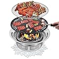 Panghuhu88 Korean BBQ Grill,Portable Household Charcoal Barbecue Grill, Non-stick Round Carbon Barbecue Grill with Insulation Pad Camping Grill Stove for Outdoor and Picnic