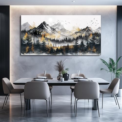FUHAIHUA Large Wall Art For Living Room Canvas Wall Decor For Bedroom Forest Mountain Landscape Painting Office Mural Abstract Pictures Prints Artwork Aesthetic Family Room Decoration 24x48 In