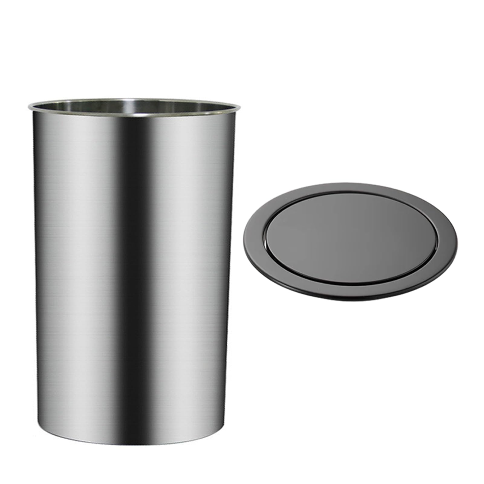 DFGHNBVC Built-In Countertop Flap Cover, Hidden Stainless Steel Garbage Can With Swing Lid, Desktop Embedded Trash Can Flap Lid For Worktop Office Kitchen,Copper-One Size,Black-One Size
