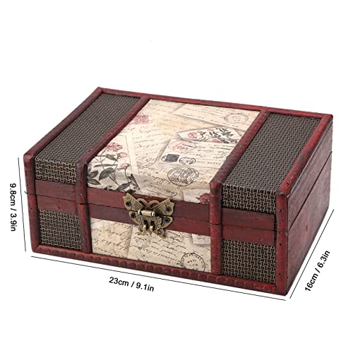 Image of TOPINCN Retro Vintage Wooden Storage Box Book Vintage Wooden Jewelry Organizer Decorative Storage Organizer Vintage Jewelry Treasure Box Small Decorative Treasure Chest(Stamp with lock)