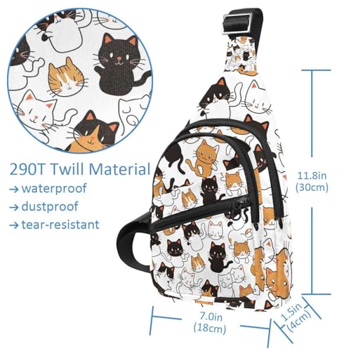 Sac à dos à bandoulière chat mignon avec sangle réglable multicolore - 4