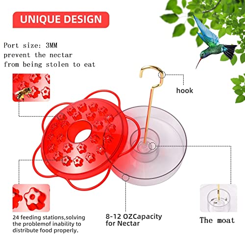 Hanging Hummingbird Feeders For 24 Ports,Outdoor Wild Hummingbirds Feeders For Garden,Balcony,Nectar Guards,Leak-Proof,Easy To Clean And Fill (Red With Clean Brush&Cloth) #TOP1