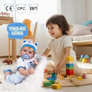 Aori real life baby dolls lifelike baby doll 22 inch realistic newborn boy soft weighted body with feeding accessories doll set  urban country home decor