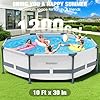 WaveHaven Above Ground Pool,10ft x 30in Frame Deep Swimming Pool, Round Family Pool, Large Above Ground Pool Easy Set,1200 Gallon Circle Pool, Outdoor Backyard Pool for Kids,Adults