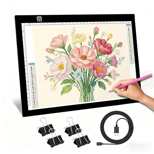 A4 LED Copy Board Light Tracing Box LED Light Pad Memory Function USB Powered Stepless Dimmable Light Table for Drawing, Weeding Vinyl, Diamond Art, Sketching and Animation