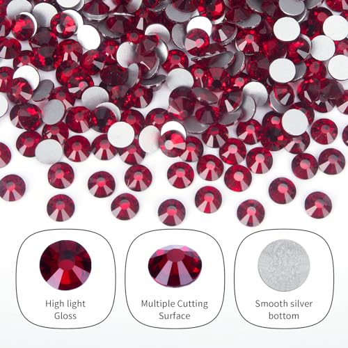 Image of 10000PCS Dark Red Rhinestones Bulk, Flat Back Crystal Glass Stone Round Gems,SS16, 3.8-4.0mm