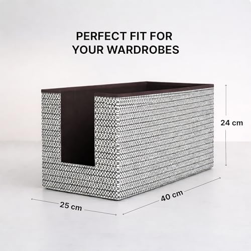 Image of DALUCI Shirt Stacker & Clothes Organizer for Wardrobe | Non-Woven Foldable Storage Box for Cupboard, Closet & Bedroom | Strong Collapsible Fabric Organizer | 40x25x24 cm - Pack of 4 (Brown)