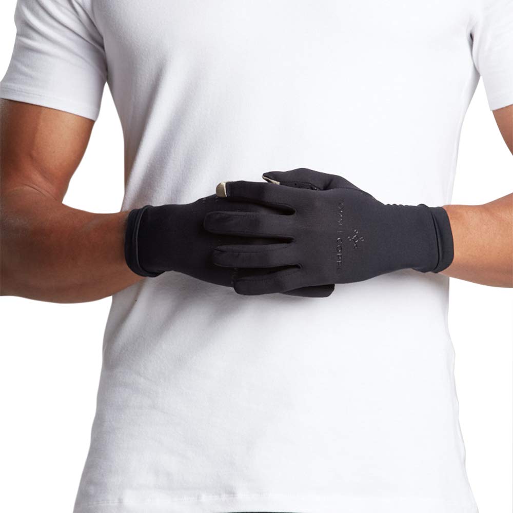 Tommie Copper Men's Core Compression Full Finger Gloves, Black, Medium