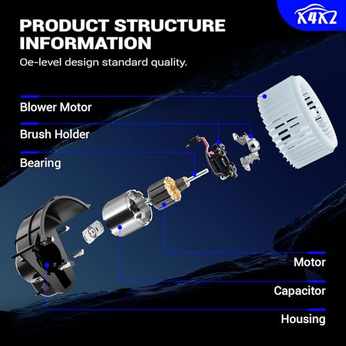 Image of 700308 AC Blower Motor Compatible with 2014-2017 Jeep Wrangler, 2018 Jeep Wrangler JK / 2014-2018 Ram 1500, 2019-2022 Ram 1500 Classic Replace 68232369AA PM4104 68214892AB 68214892AC