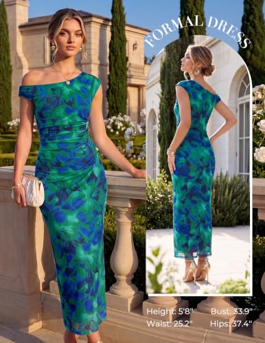GRACE KARIN One Shoulder Bodycon Wedding Guest Cocktail Dress Lake Blue M — view 5