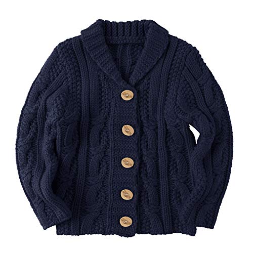 Makkrom Toddlers Baby Boys Girls Button Up Cardigan Sweaters V-Neck Knit Winter Warm Outwear Navy