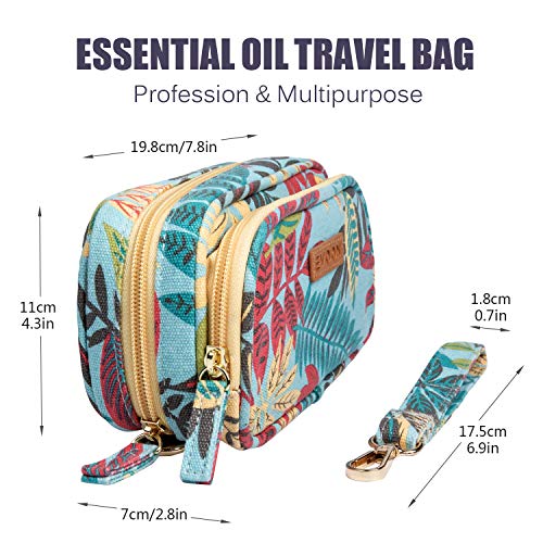 Evoon Essential Oil Travel Bags, Durable Canvas Portable Carrying Cases, For Essential Oils Accessories Double-Layer Storage Bag Holds 12 Bottles (L-Blue) #TOP5