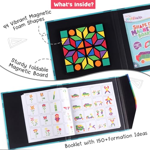 Image of Intelliskills Premium Shape-It Foldable Magnetic Board Puzzle, 150+ Patterns & 44 Foam Shapes, Montessori Educational Toy for Preschoolers for 4+ Years, Portable Puzzle Game for Kids, Birthday Gift