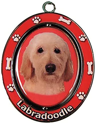 Yellow Labradoodle Key Chain "Spinning Pet Key Chains"Double Sided Spinning