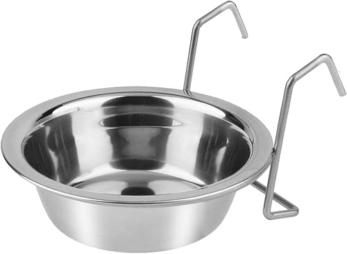 Miniatura 9 de Taza de agua de alimentos de acero inoxidable con ganchos de perno para jaulas de pájaros de mascotas, jaulas, perros, gatos, loros, pájaros,