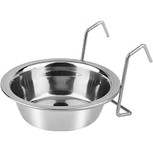 Hypeety Stainless Steel Food Water Cup with Bolt Hooks for Pet Bird Crates Cages Coop Dog Cat Parrot Bird Rabbit Pet Small,11cm