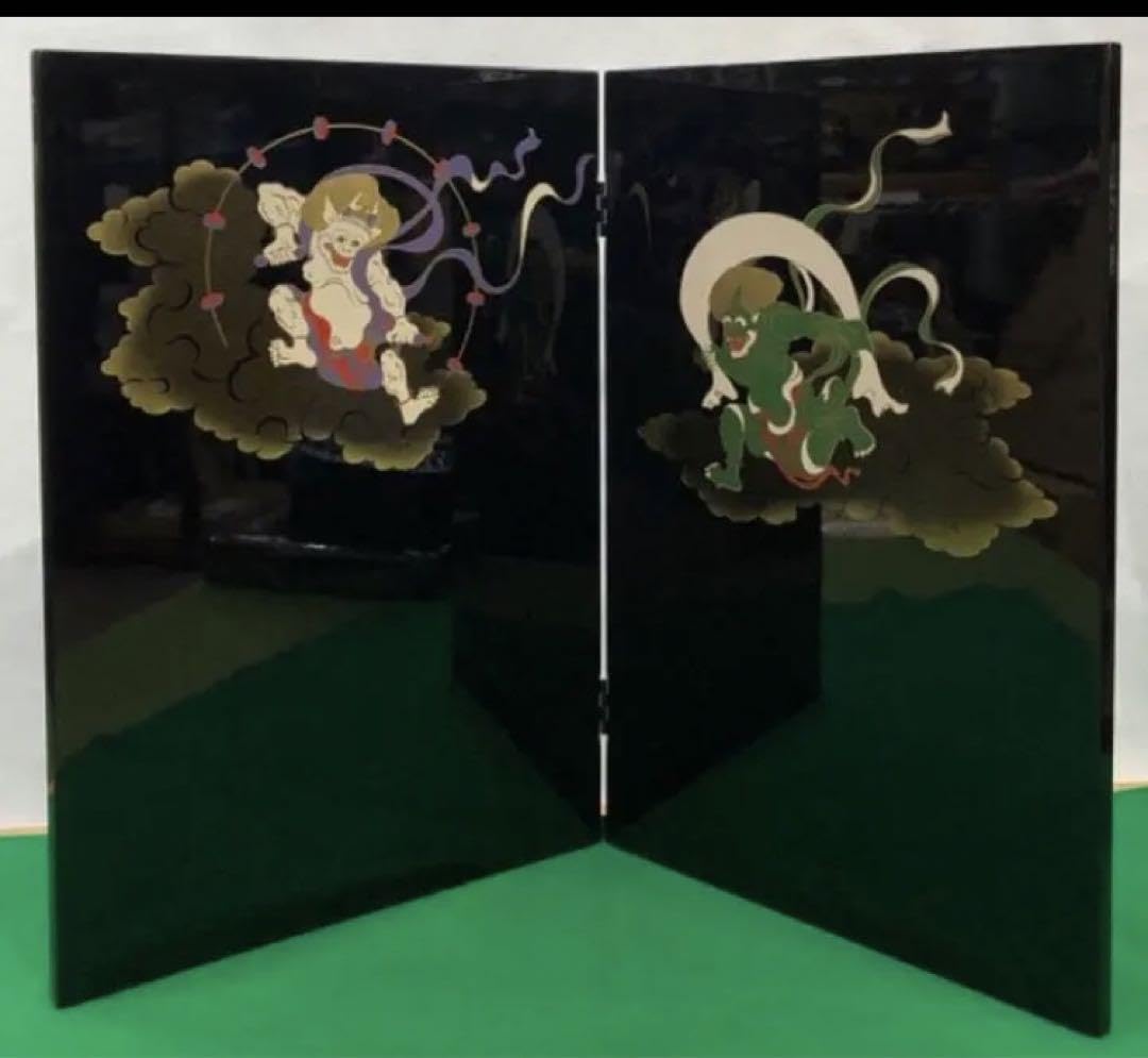 japanese screen俵屋宗達作　風神雷神絵　紀州塗り japanese screen俵屋宗達作風神雷神絵紀州塗り