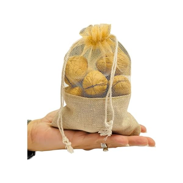 Krisah 20 pcs 18 X 12 cm Jute & Net Potli Pouches for Jewellery/Gift Packing (Net UP) - Image 3
